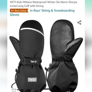 Skiing snowboard snow mittens waterproof,  Warm sherpa Lined Long Cuff  size8-11